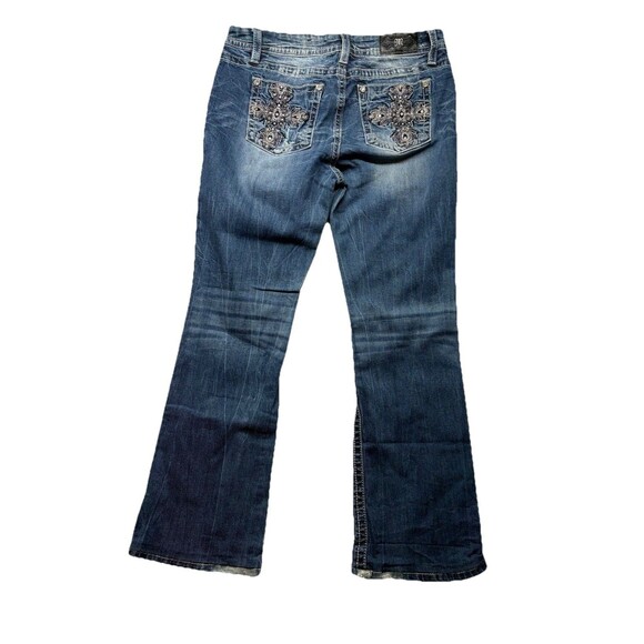 Miss Me Women’s Jeans Size 32 Mid Rise Easy Boot Cross Bling Pocket - Picture 4 of 6